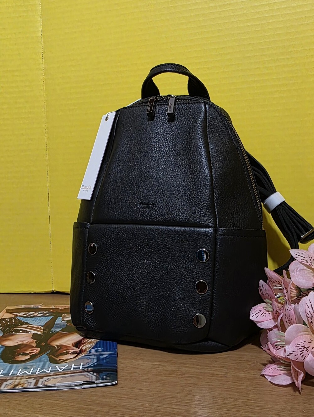 Hammitt Black Pebbled Leather MD Backpack - Picture 2 of 8